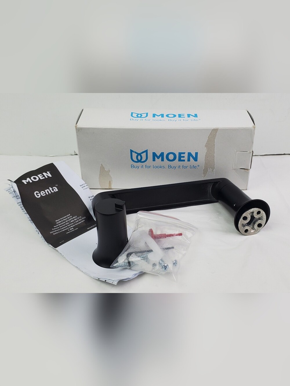 Moen Genta LX Matte Black Wall Mount Pivoting Toilet Paper Holder - NEW OPEN BOX